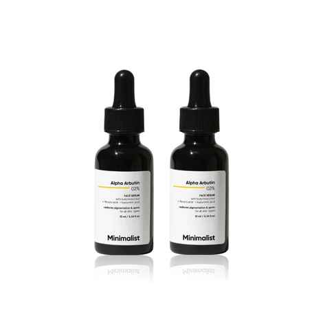 Minimalist Alpha Arbutin Face Serum with Hyaluronic Acid 2% to Remove Pigmentation Acne Marks & Dark Spots & Evens Skin Tone 10 ml X 2 (Pack of 2)