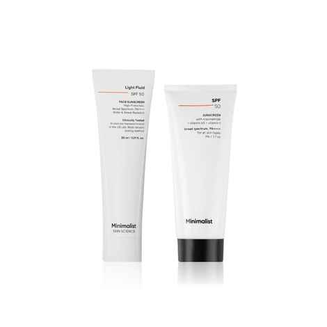 Minimalist Sunscreen Trial Pack (Regular SPF 50 + Fluid SPF 50 30 gms each) Combo of 2