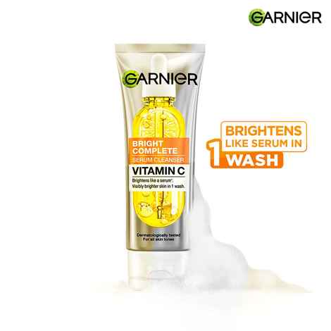 Buy Garnier Vitamin C + Serum Face Wash | Visibly Brighter Skin in Just 1 Wash | Gentle cleanser for Skin Brightening & Tan Removal | For dry , oily , sensitive skin | Facewash for Women & Men | 100 gm - Purplle