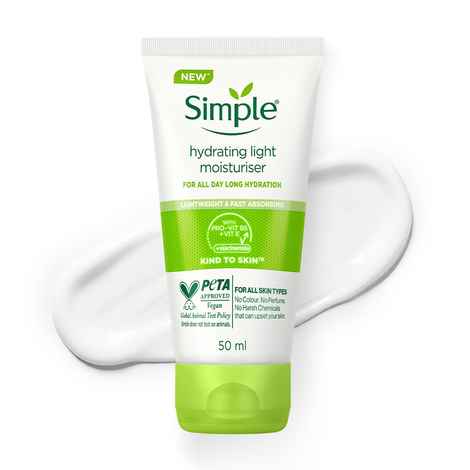 Simple Hydrating Light Moisturiser, 50 ml | 12hr Hydration| Non Greasy Formula for a Smooth Skin | For Sensitive Skin