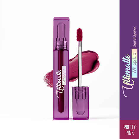 Blue Heaven Ultimatte Whipp Lip Liquid Lipstick Waterproof Infused with Cocoa Butter & Rosehip Oil | Hydrating | Airy Mousse Texture | Soft Matte Finish | Intensely Pigmented | Pretty Pink | 3 ml