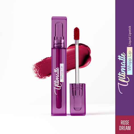 Blue Heaven Ultimatte Whipp Lip Liquid Lipstick Waterproof Infused with Cocoa Butter & Rosehip Oil | Hydrating | Airy Mousse Texture | Soft Matte Finish | Intensely Pigmented | Rose Dream | 3 ml