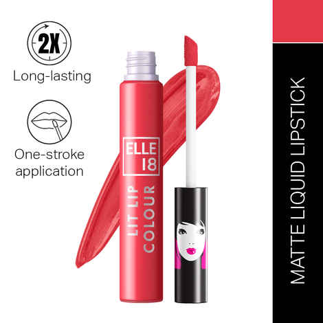 Buy Elle18 Liquid Lip Color, Deep Coral, 5.6 ml - Purplle