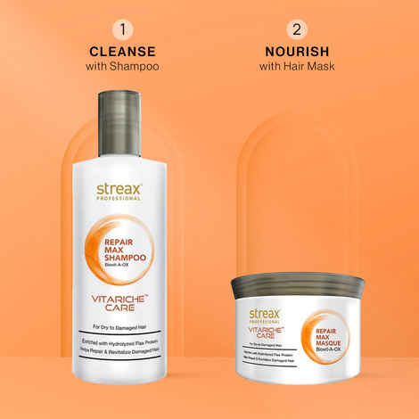 Buy Streax Professional Vitariche Care Repair Max Shampoo + Mask Combo (300 ml + 200 gm) Combo of 2 - Purplle