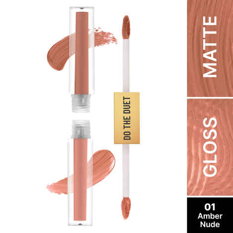 Buy Swiss Beauty Select Do The Duet Lipstick | Matte Liquid Lipstick + Tinted Gloss | Infused with Vitamin E and Jojoba Oil | 1 Amber Nude 3 ml - Purplle
