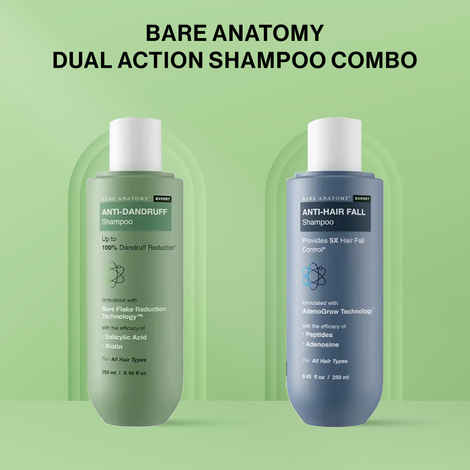 Buy Bare Anatomy Dual Action Shampoo Combo (Anti-Dandruff shampoo 250 ml + Anti Hair-Fall Shampoo 250 ml) - Purplle