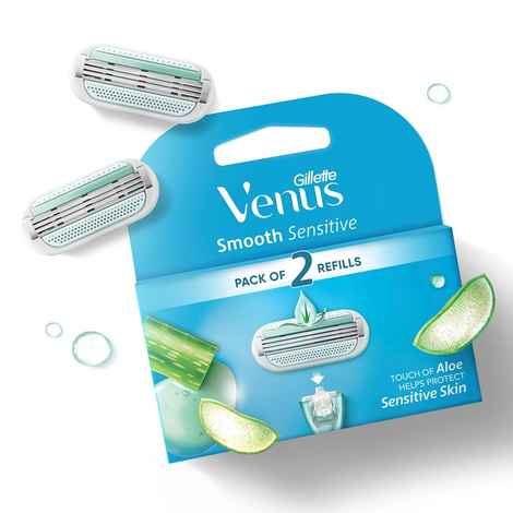 Buy Gillette Venus Smooth Sensitive Hair Removal Razor Cartridges for Women - 2 pcs - Purplle