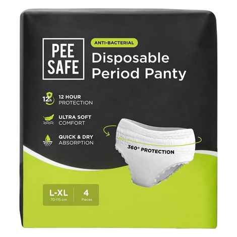 Pee Safe Disposable Period Panties for Women (L-XL) - 4 Pc