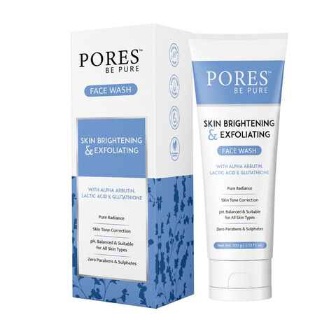 Buy PORES Be Pure Skin Brightening & Exfoliating Face Wash With Alpha Arbutin, Lactic Acid & Glutathione Face Wash For All Skin Types - 100 gm - Purplle