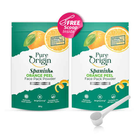 Buy Pure Origin Spanish Orange Peel Face Pack Powder | Brightens Skin | Fades Dark Spots | Boosts Natural Glow | Reduces Dullness | (Pack of 2) 400 gm - Purplle