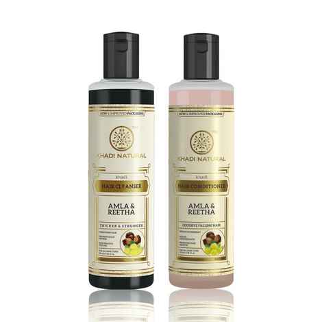 Khadi Natural Cleanser & Conditioner combo for Strong Hair (Amla & Reetha Cleanser 210ml | Amla & Reeth Conditioner 210ml)