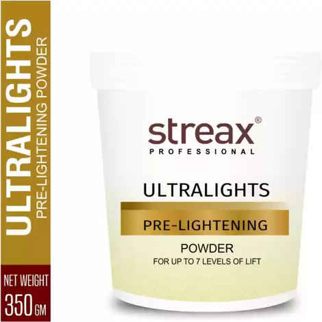 Streax Professional Ultralights Pre-Lightening Powder, Up to 7 levels of Lift, 350 gm