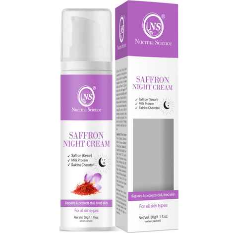 Nuerma Science Saffron Night Cream with Milk Protein & Rakhta Chandan For Night Skin Repairing (30 ml)