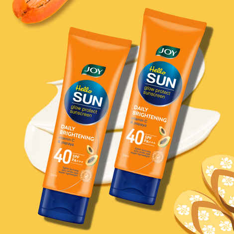 Joy Hello Sun Sunblock & anti-tan lotion SPF 40, 50 mlx 2 | Extreme Protection with UVA+UVB Filters | Lightweight Water Resistant & Leaves Zero White Cast | Suitable for Normal & Oily Skin Pack of 2