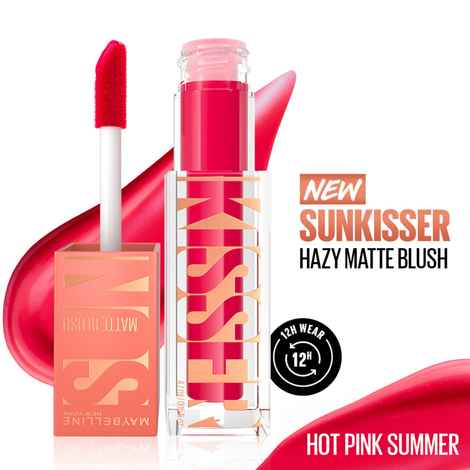 Maybelline New York Sunkisser Hazy Matte Blush, 12H longwear and Pigmented Liquid Blush, Hot Pink Summer - 4.7 gm