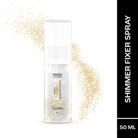FACES CANADA Ultime Pro Shimmer Makeup Fixer, 50 ml | Long Lasting Makeup Setting Spray | Keeps Makeup Intact | Glamourous Shimmer Finish | Hydrates, Soothes & Refreshes Skin | Alcohol Free