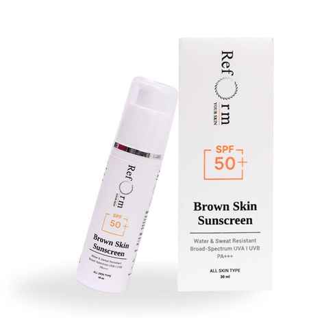 Reform Your Skin: Brown Skin Matte Invisible Lightweight Sunscreen Spf 50, Pa+++, No White-Cast, Transparent With Niacinamide(1%), Hyaluronic Acid(1%),Vitamin C, E, Blue Light Protection | For All Skin Types | Water & Sweat Resistant(30 ml)