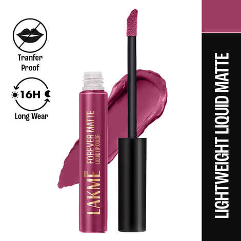 Lakme Forever Matte Liquid Lip, 16hr Lipstick, Lightweight & transferproof - Fuschia Chic, 5.6ml