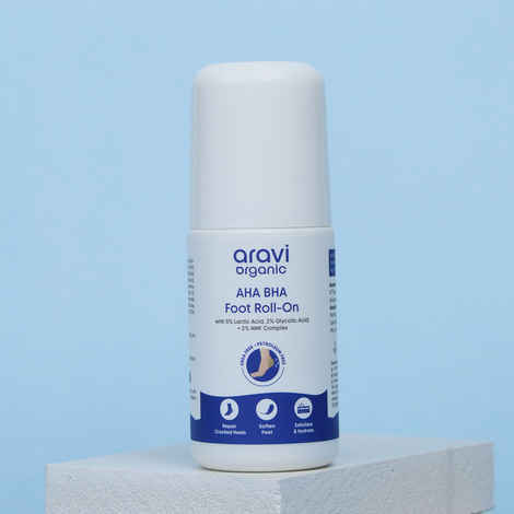 Aravi Organic AHA BHA Foot Roll-On for Cracked Heels Repair | Urea & Petroleum Free | Exfoliates, Softens & Repairs Dry Feet | Moisturizes & Revives Dry Skin | Suitable for All Skin Types – 50 ml