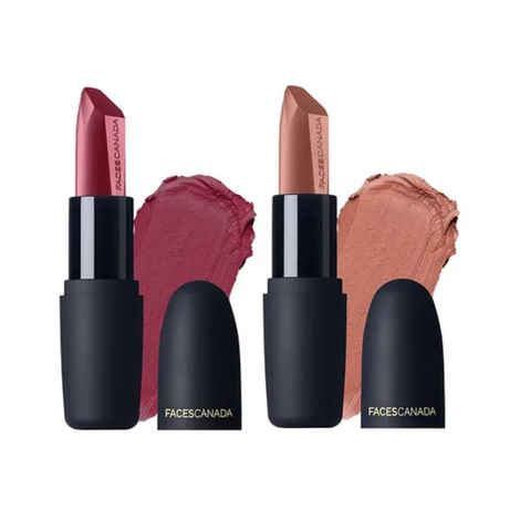 Buy FACES CANADA Weightless Matte Finish Lipstick Hot Plum + Buff Nude 05 - Combo of 2 - Purplle