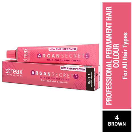 Buy Streax Professional Argan Secret Hair Colourant Cream - Brown 4 (60 gm) - Purplle