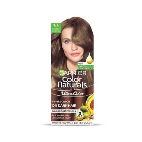Buy Garnier, Hair Colouring Creme, Long-lasting Colour, Smoothness & Shine, Color Naturals, Shade: 7.3 Golden Brown, 55 ml + 50 gm - Purplle