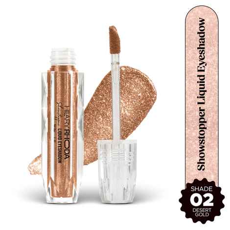 Hilary Rhoda Showstopper Liquid Eyeshadow | Gel-Based Formula | Shimmer Finish | Highly Pigmented | Blends Easily | Create Versatile Looks | 2 ml (Desert Gold - Shade 02)