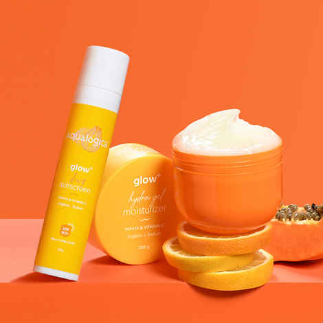 Aqualogica Glow+ Dewy Sunscreen with Papaya & Vitamin C - SPF 50 PA++++ for UVA/B protection 50 gm + Aqualogica Glow+ Hydra Gel Moisturizer with Vitamin C & Papaya - 200 gm, Combo of 2