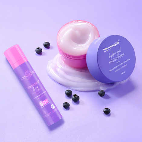 Aqualogica Illuminate + Hydra Gel Moisturizer with Wild Berries & Alpha Arbutin - 200 gm + Aqualogica Illuminate+ Dewy Sunscreen SPF 50+ PA++++ with Wild Berries & Alpha Arbutin - 50 gm, Combo of 2