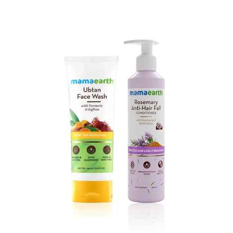 Mamaearth Cleanse Essential Duo(Rosemary Anti-Hair Fall Conditioner + Ubtan Facewash) (250 ml + 100 ml) Combo of 2
