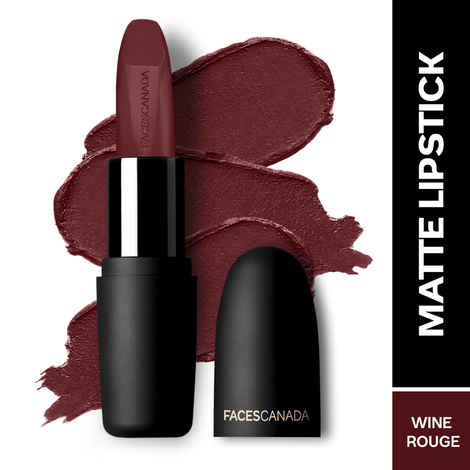 Buy FACES CANADA Weightless Matte Lipstick - Wine Rouge 30 (Maroon), 4.5 gm | Highly Pigmented Lip Color | Smooth One Stroke Glide | Moisturizes & Hydrates Lips | Vitamin E, Jojoba & Almond Oil Enriched - Purplle