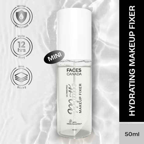 FACES CANADA Ultime Pro Matte Makeup Fixer Mini, 50 ml | Long Lasting Makeup Setting Spray | Keeps Makeup Intact | Flawless Matte Finish | Hydrates, Soothes & Refreshes Skin | Non Drying & Controls Oil