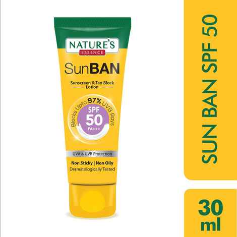 Buy Nature's Essence Sunban Suncreen SPF 50 PA+++ | No White Cast and Broad Spectrum Sun screen | For All Skin Types | Non Greasy | Lightweight | For Men & Women | 30 ml - Purplle