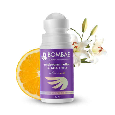Bombae 5% AHA+BHA Underarm Roll-On | Brightens & Smoothens | All-Day Odor Control for Women 40 ml