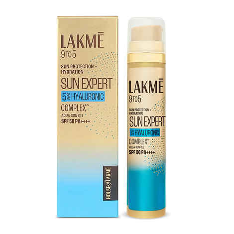 Lakme 5% Hyaluronic water-light Sunscreen gel SPF 50 Pa++++ For Oily Skin, Plump & Hydrated skin, 56 gm