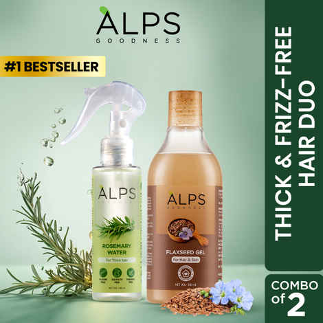 Alps Goodness Thick & Frizz-Free Hair Duo with Rosemary Water Spray (100 ml) & Flaxseed Gel (300 ml) | For Thick-Long Hair | Gives Frizz-Control Combo of 2