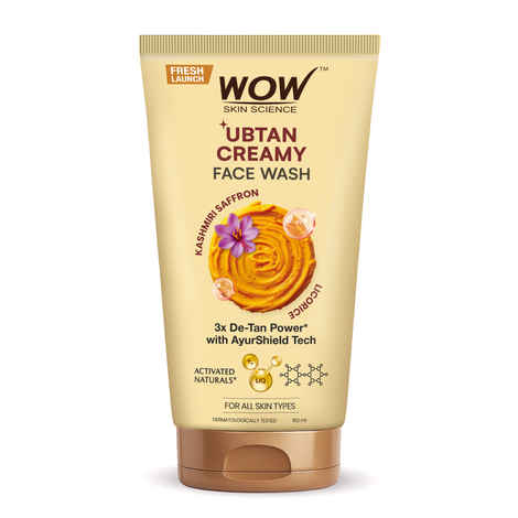 Buy WOW Skin Science Ubtan Creamy Face Wash | Kashmiri Saffron + Licorice | Brightening Formula | For Tanned, Dull Skin | Gentle Cleanser without harsh beads | For All Skin Types | 150 ml - Purplle