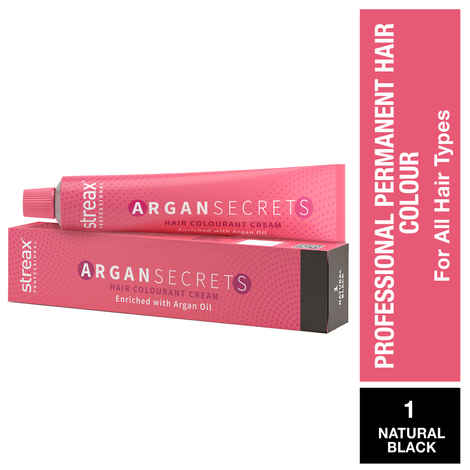 Buy Streax Professional Argan Secret Hair Colourant Cream - Natural Black 1 (60 gm) - Purplle