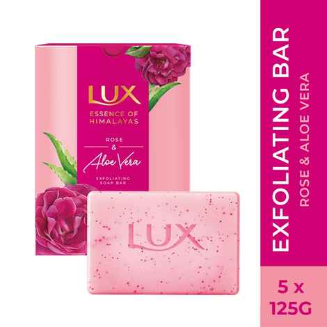 Buy LUX ROSE & ALOEVERA EXF SOAP 5x125 gm - Purplle