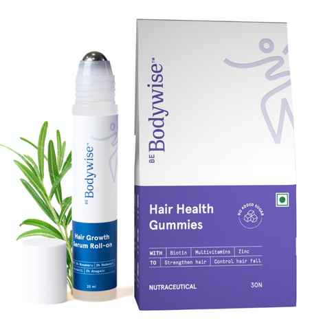 Be Bodywise Advanced Hair Growth Pack- 3% Rosemary Hair Growth Serum (Roll-On) 25 ml & Biotin Hair 30 Gummies