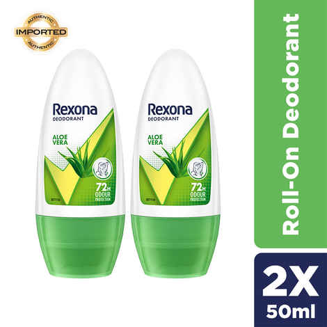Rexona Aloe Vera Underarm Roll On Deodorant For Women 50 ml (Pack of 2)