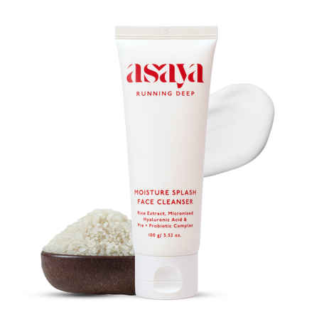 Asaya Hydrating Gentle Face Wash | Korean Rice Water & Hyaluronic Acid | Brightens, Soothes & Strengthens Skin Barrier | Minimizes Pores & Evens Tone | For Sensitive, Oily & Dry Skin | Men & Women | 100 gm
