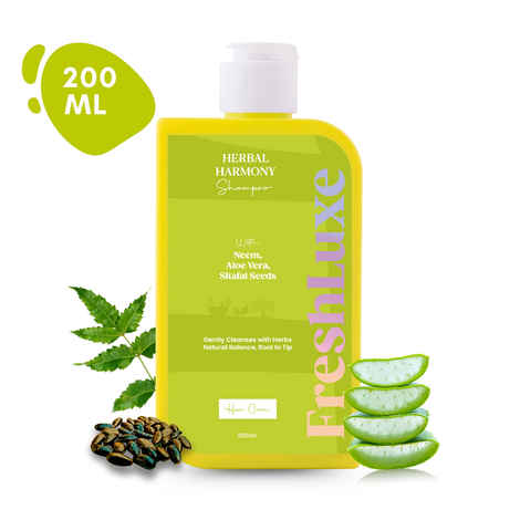 FreshLuxe Herbal Harmony Shampoo | with Aloe Vera, Neem & Sitafal Seeds | Unisex | 200 ml