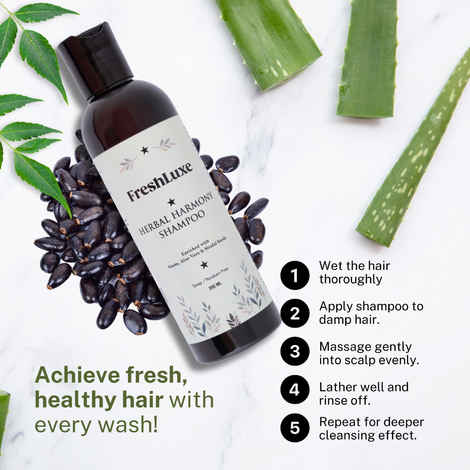 FreshLuxe Herbal Harmony Shampoo | with Aloe Vera, Neem & Sitafal Seeds | Unisex | 200 ml