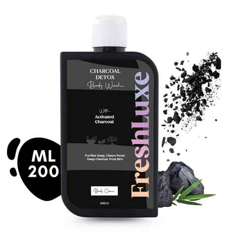 FreshLuxe Charcoal & Aloe Vera | Detox Body Wash & Shower Gel | Refreshing & Hydrating Skin | Unisex | 200 ml