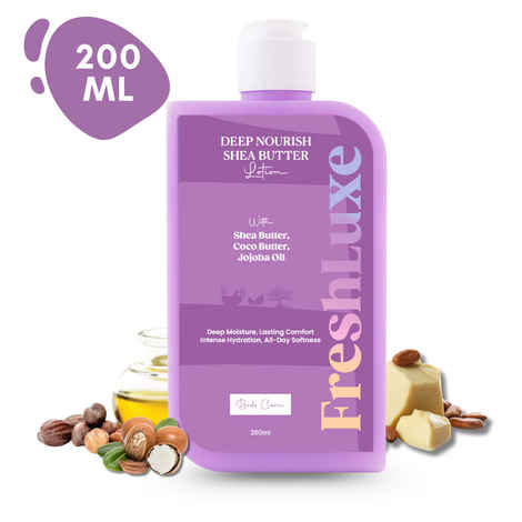 FreshLuxe Deep Nourishing Body Lotion | Shea Butter, Cocoa Butter & Jojoba Oil | Intense Hydration | Unisex | 200 ml