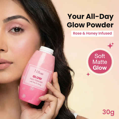 Buy NY Bae Glow Face Powder with Rose & Honey | Soft Matte Finish | Controls Oil & Shine | Instant Fresh Glow | Lightweight, Feather-Light Texture | Brightens Dull Skin | Daily Setting Powder for All Skin Types – 30 gm - Purplle