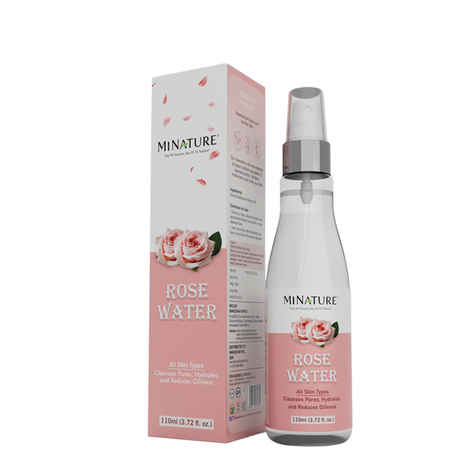 MINATURE Rose Water – 110 ml Pure Floral Face Mist for Skin Refreshment and DIY Skincare Use