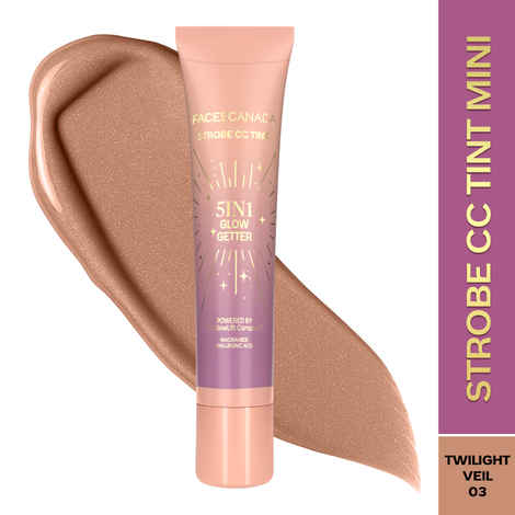 Buy FACES CANADA Strobe CC Tint Mini- Twilight Veil 03, 18 ml | 5-in-1 Serum + Moisturizer + Primer + BB/CC Cream + Strobe Cream | Lightweight | Radiant Dewy Glass Skin Glow | Niacinamide & Hyaluronic Acid | For Medium To Tan Skin - Purplle