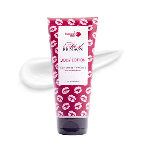 Bubble Me Kiss of Krimson Body Lotion with Almond, Jojoba & Olive Oil for Hydrated Glow | 200 ml